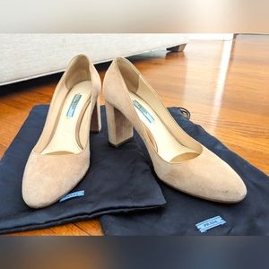 Prada Nude Suede Almond Toe Heel